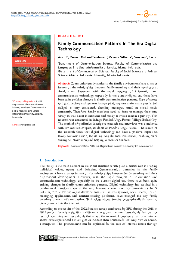 (PDF) Family Communication Patterns In The Era Digital Technology
