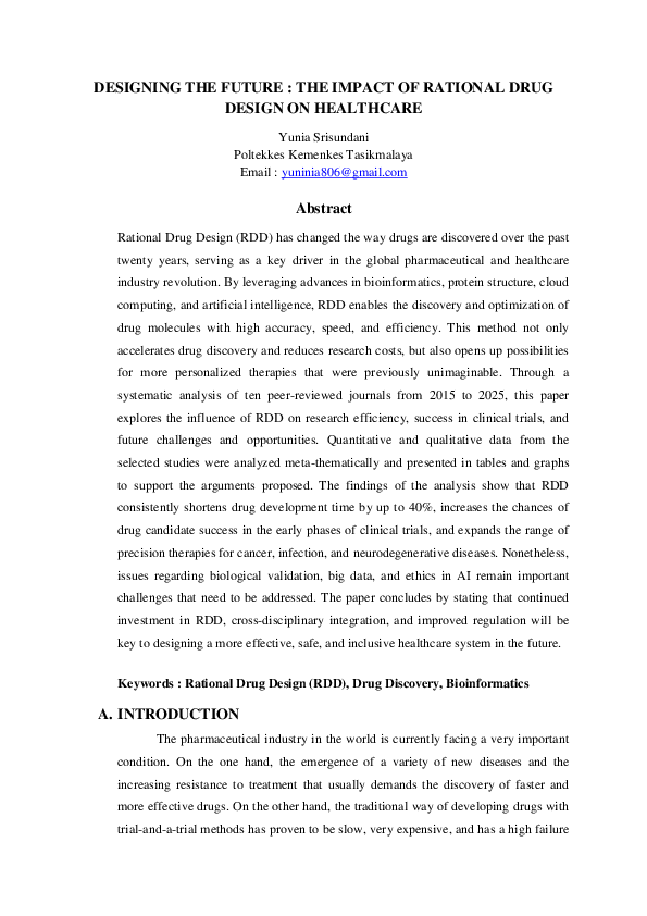 (PDF) DESIGNING THE FUTURE : THE IMPACT OF RATIONAL DRUG DESIGN ON ...