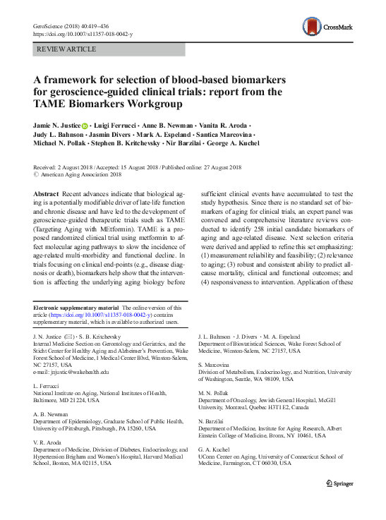 (PDF) A framework for selection of blood-based biomarkers for ...