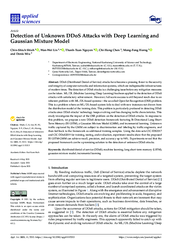 (PDF) Detection of Unknown DDoS Attacks with Deep Learning and Gaussian ...