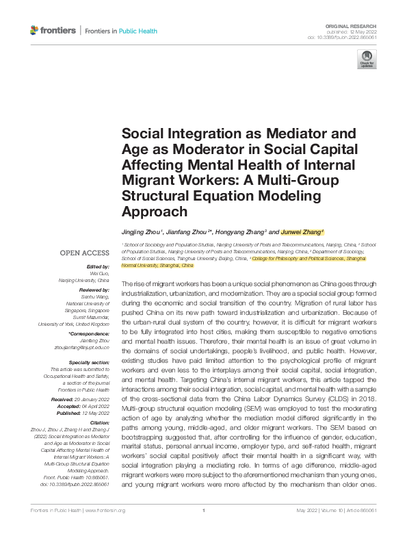 (PDF) Social Integration as Mediator and Age as Moderator in Social ...