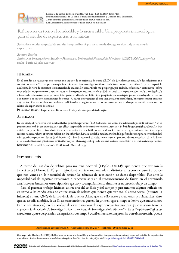 (PDF) Reflexiones en torno a lo indecible y lo inenarrable. Una ...