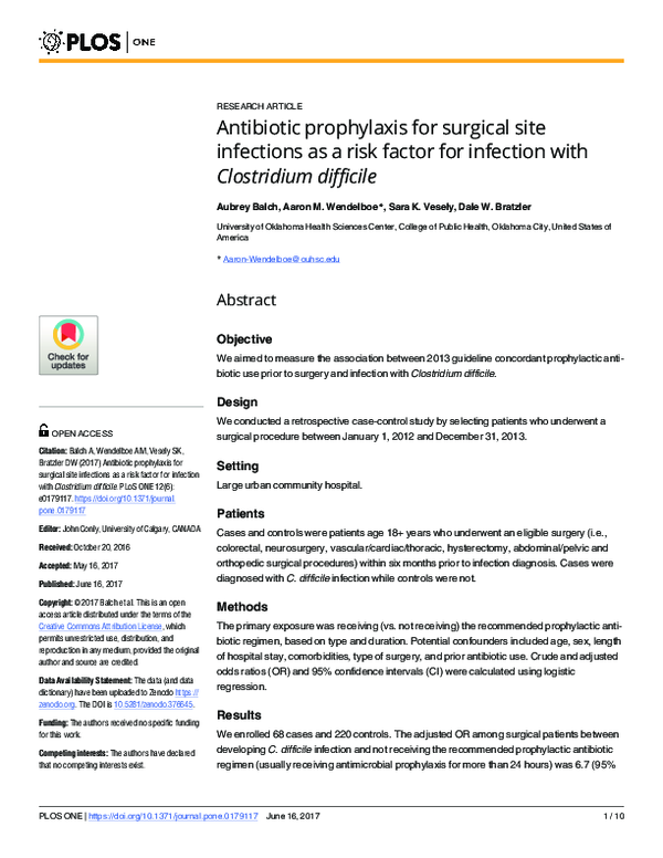 (PDF) Antibiotic prophylaxis for surgical site infections as a risk ...