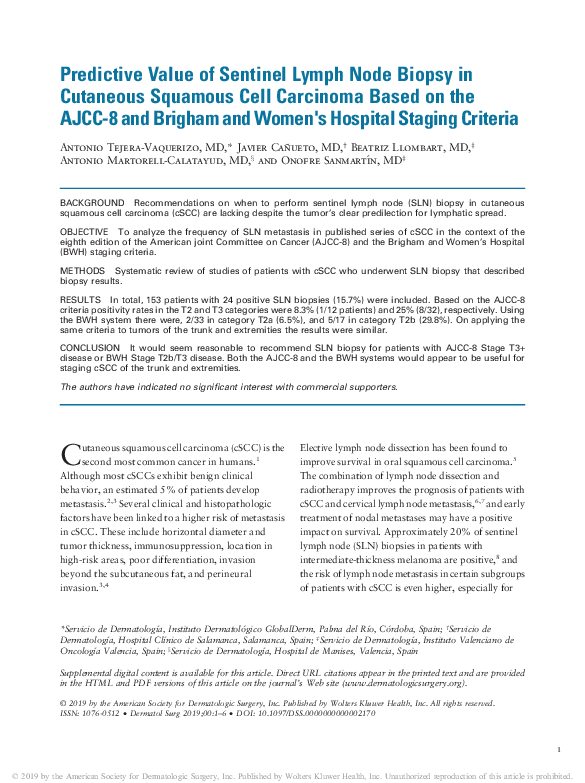 (PDF) Predictive value of sentinel lymph node biopsy prior to ...