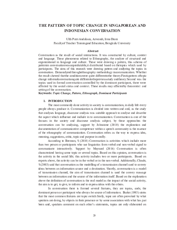 (PDF) The Pattern of Topic Change in Singaporean and Indonesian ...