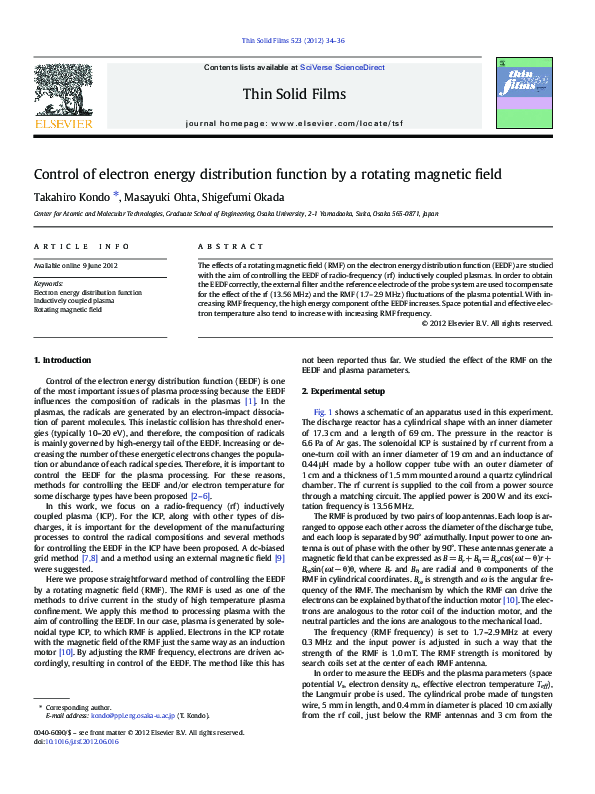 (PDF) Control of electron energy distribution function by a rotating ...