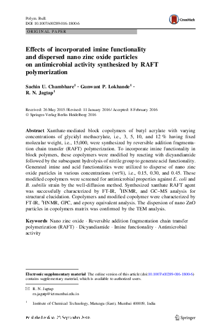 (PDF) Effects of incorporated imine functionality and dispersed nano ...