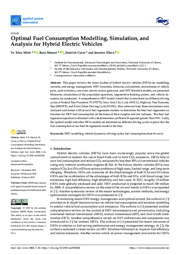 (PDF) Optimal Fuel Consumption Modelling, Simulation, and Analysis for ...