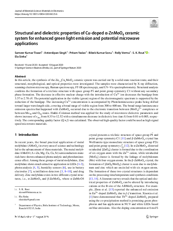 (PDF) Structural and dielectric properties of Cu doped CeO2
