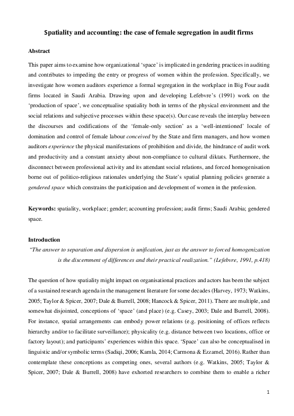 (PDF) Spatiality and accounting: The case of female segregation in ...