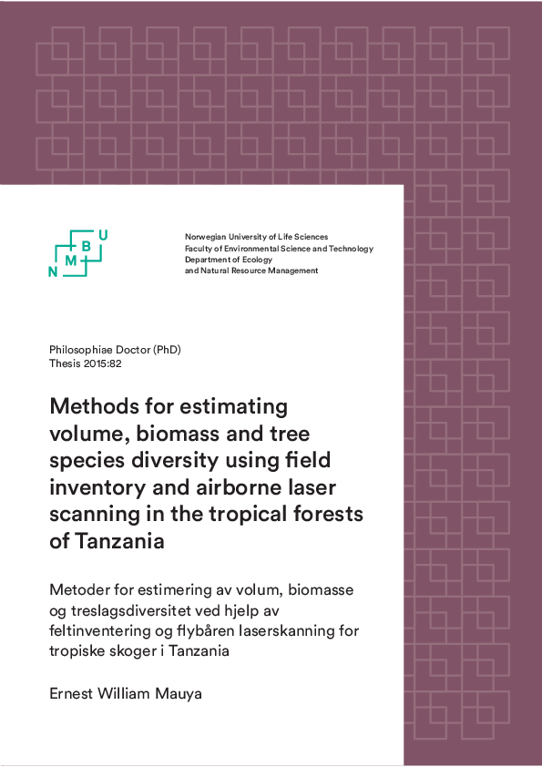 (PDF) Methods for estimating volume , biomass and tree species ...