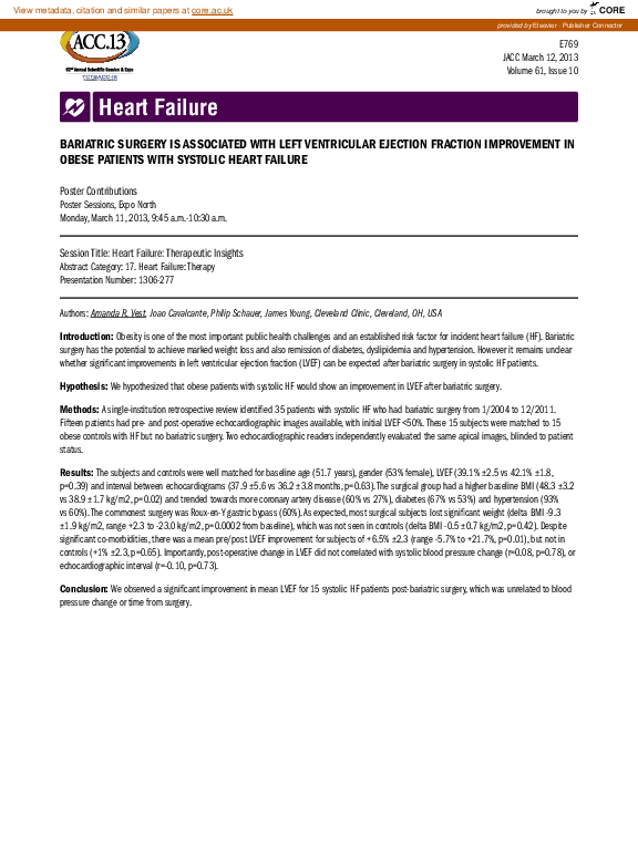(PDF) Bariatric Surgery is Associated with Left Ventricular Ejection ...