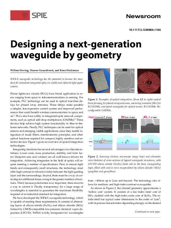 (PDF) Designing a next-generation waveguide by geometry