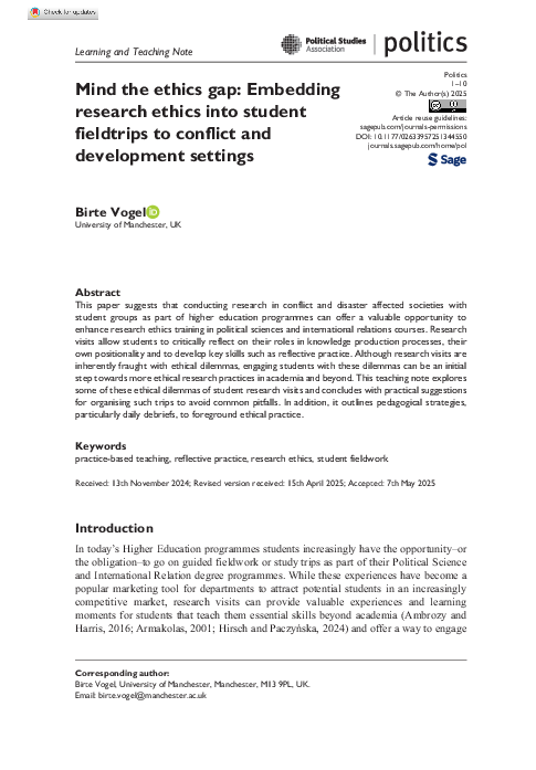 (PDF) Mind the ethics gap: Embedding research ethics into student ...