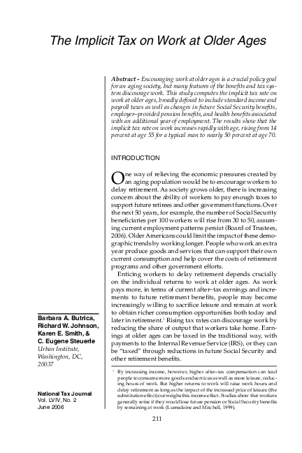 (PDF) The Implicit Tax on Work at Older Ages