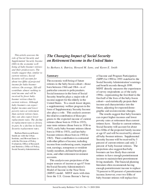 (PDF) The Changing Impact of Social Security on Retirement Income in ...