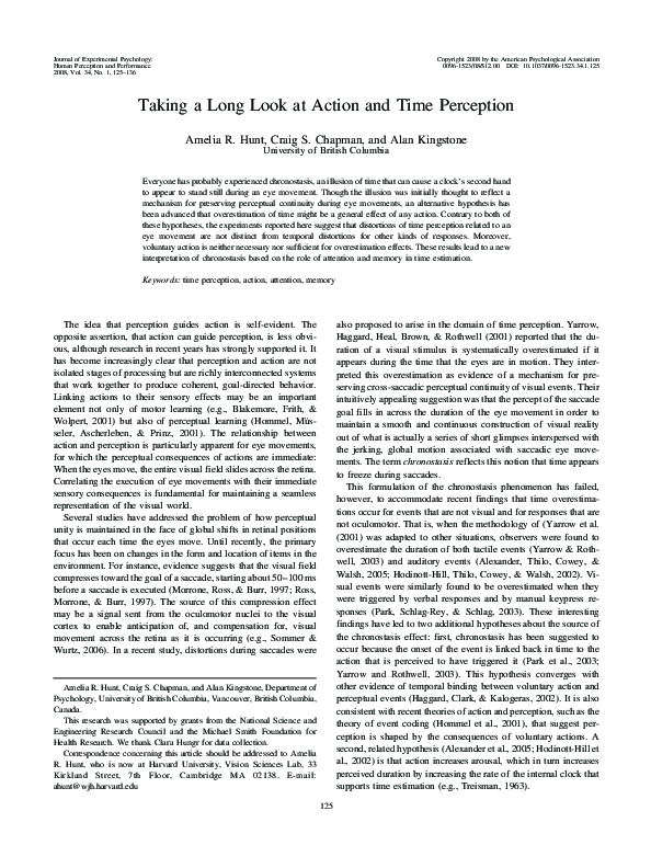 (PDF) Taking a long look at action and time perception