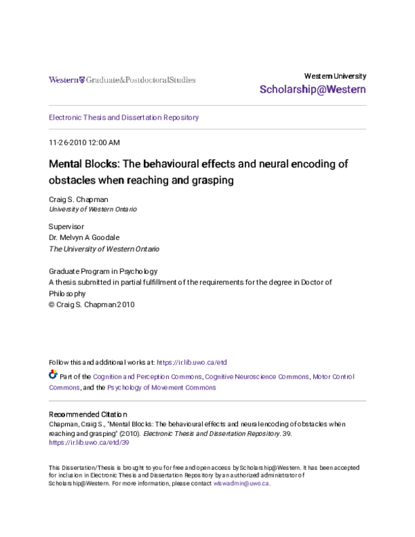 (PDF) Mental Blocks: The behavioural effects and neural encoding of ...