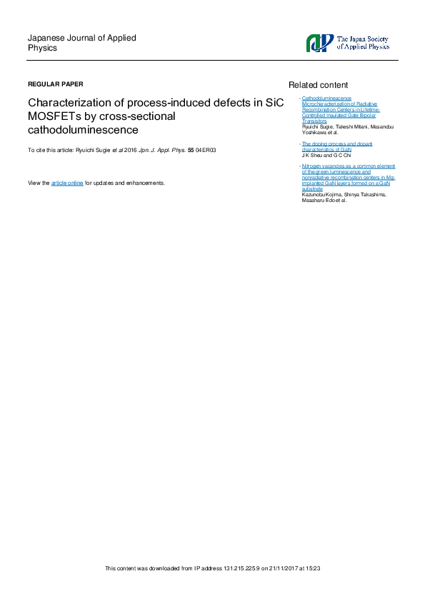 (PDF) Characterization of process-induced defects in silicon with ...