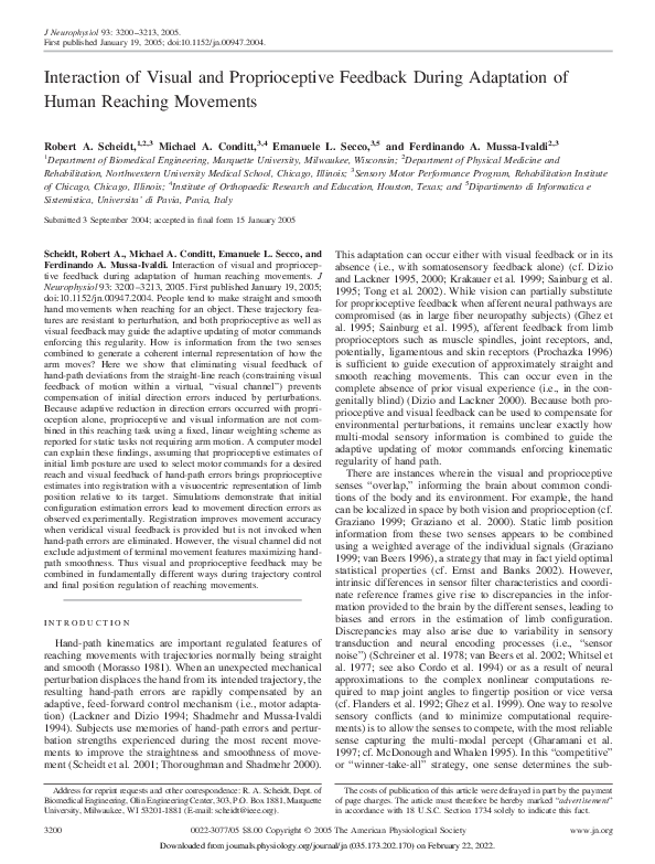 (PDF) Interaction of Visual and Proprioceptive Feedback During ...