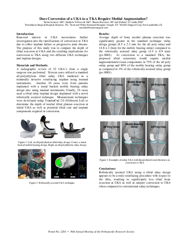 (PDF) Does Conversion of a Uka to a Tka Require Medial Augmentation