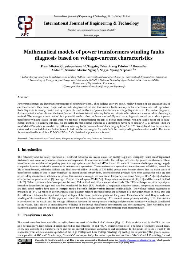 (PDF) Mathematical models of power transformers winding faults ...