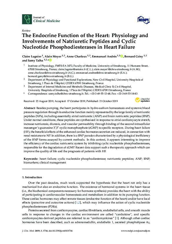 (PDF) The Endocrine Function of the Heart: Physiology and Involvements ...