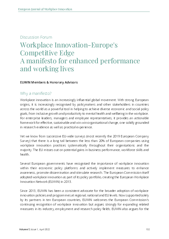 (PDF) Workplace Innovation: Europe's Competitive Edge