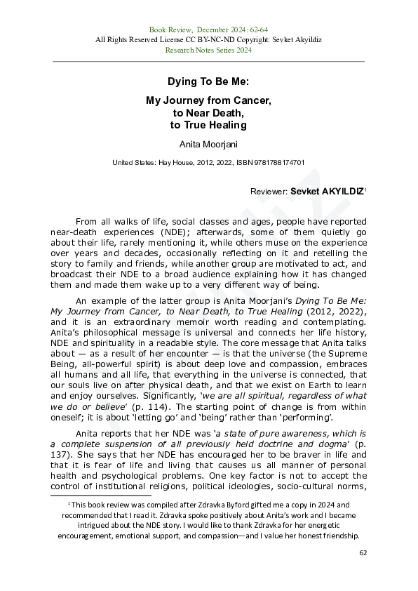 (PDF) Anita Moorjani, Dying To Be Me My Journey from