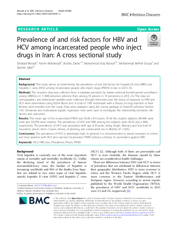 (PDF) Prevalence of and risk factors for HBV and HCV among incarcerated ...