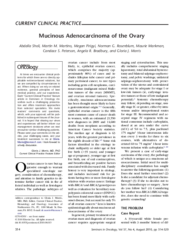 (PDF) Mucinous Adenocarcinoma of the Ovary