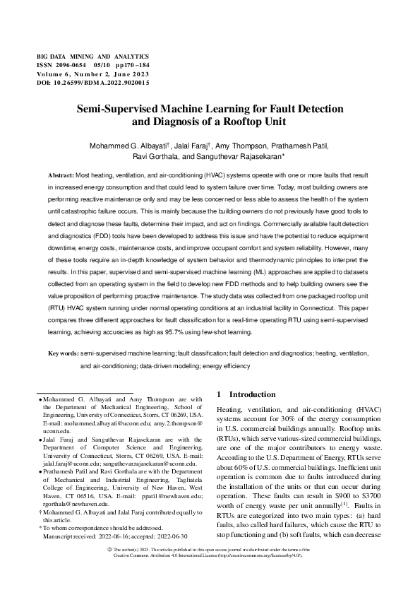 (PDF) Semi-Supervised Machine Learning for Fault Detection and ...