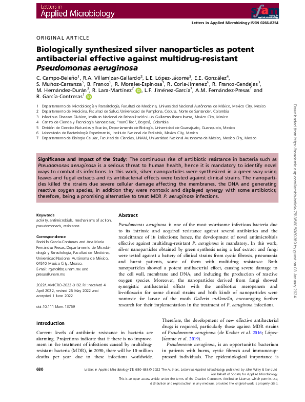 (PDF) Biologically synthesized silver nanoparticles as potent ...