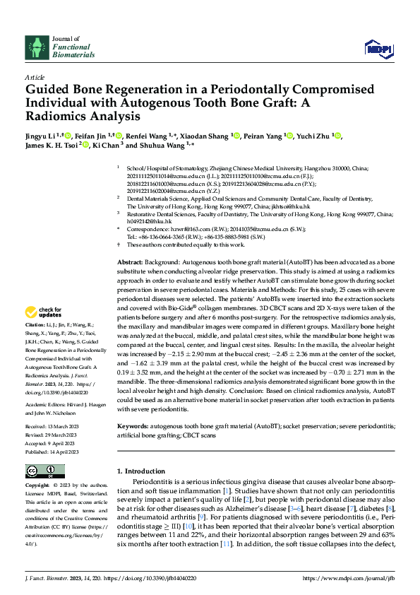 (PDF) Guided Bone Regeneration in a Periodontally Compromised ...