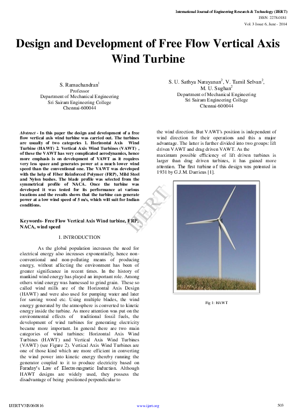 (PDF) Design and Development of Free Flow Vertical Axis Wind Turbine