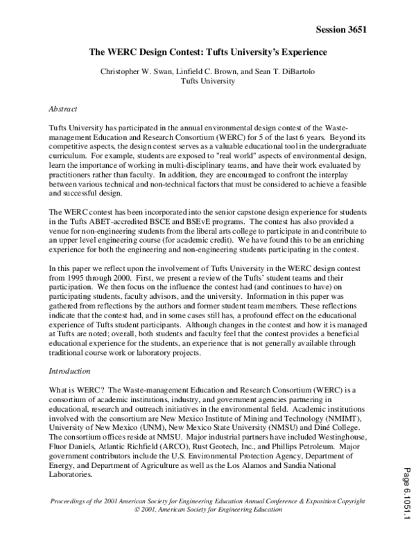 (PDF) The Werc Design Contest: Tufts University's Experience