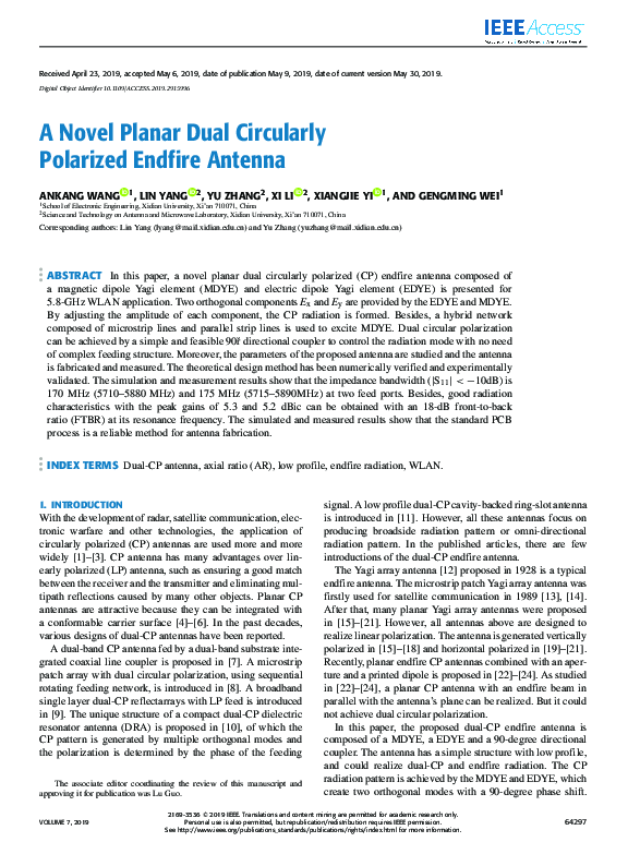 (PDF) A Novel Planar Dual Circularly Polarized Endfire Antenna