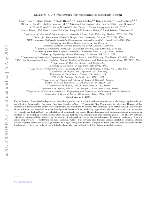 (PDF) aflow++: A C++ framework for autonomous materials design