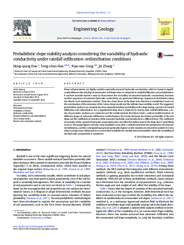 (PDF) Probabilistic slope stability analysis considering spatial ...
