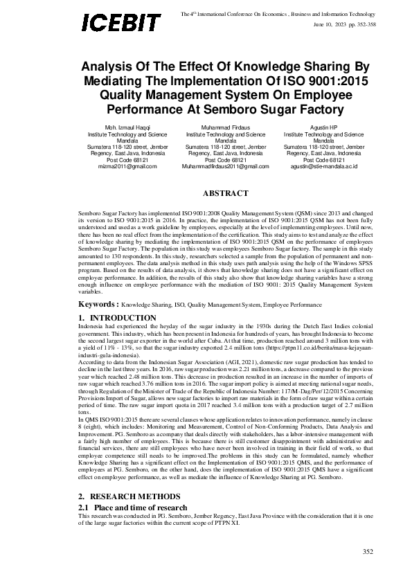 (PDF) Analysis Of The Effect Of Knowledge Sharing By Mediating The ...