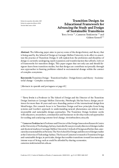 (PDF) Transition Design: An Educational Framework for Advancing the ...