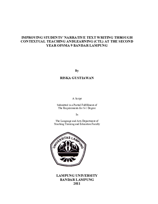 (PDF) Improving Students’ Narrative Text Writing Through Contextual ...