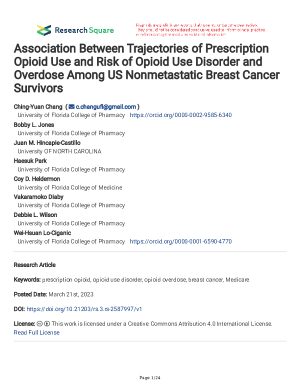 (PDF) Association Between Trajectories of Prescription Opioid Use and ...