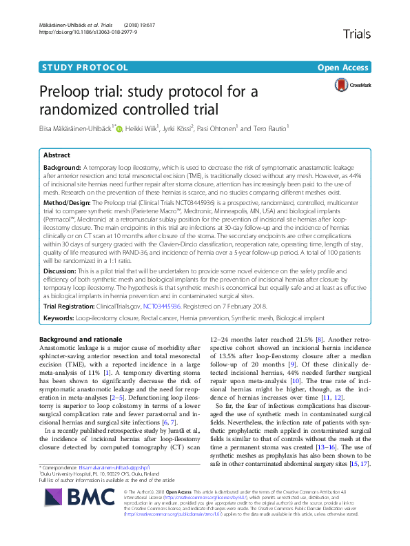 (PDF) Preloop trial: study protocol for a randomized controlled trial