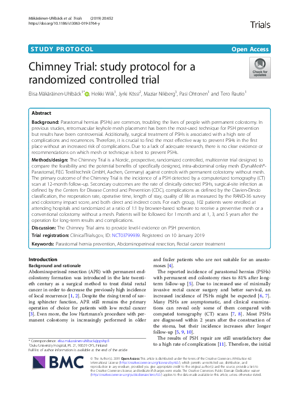 (PDF) Chimney Trial: study protocol for a randomized controlled trial