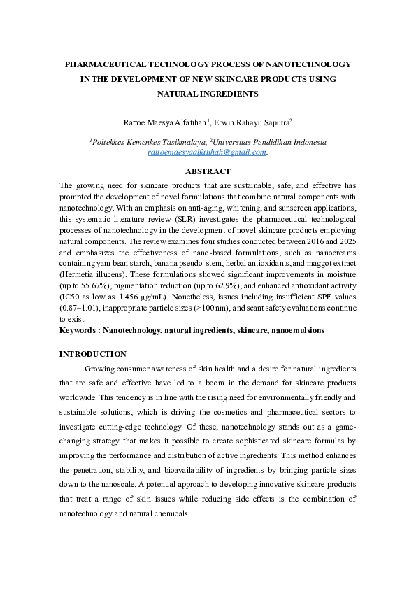 (PDF) PHARMACEUTICAL TECHNOLOGY PROCESS OF NANOTECHNOLOGY IN THE ...