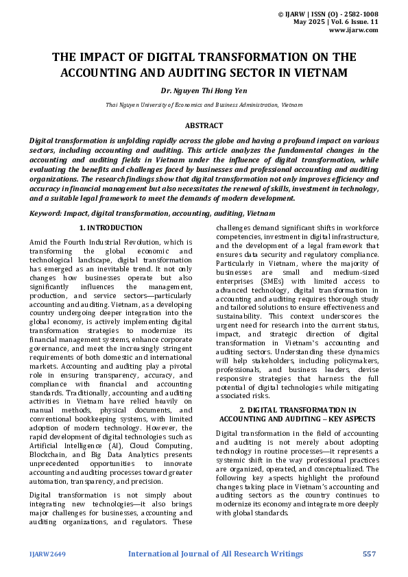(PDF) THE IMPACT OF DIGITAL TRANSFORMATION ON THE ACCOUNTING AND ...