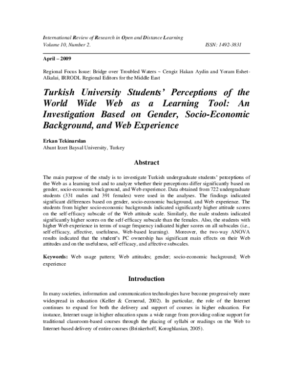 (PDF) Turkish University Students’ Perceptions of the World Wide Web as ...