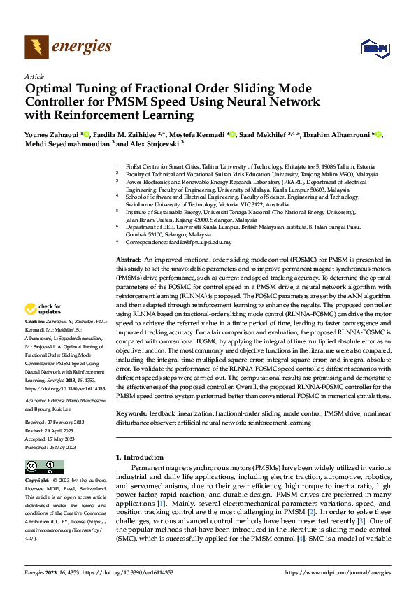 (PDF) Optimal Tuning of Fractional Order Sliding Mode Controller for ...