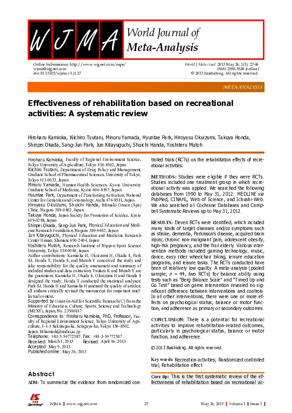 (PDF) Effectiveness of rehabilitation based on recreational activities ...